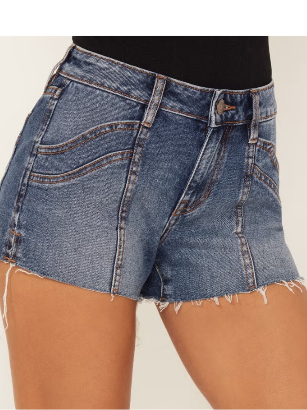 SHYANNE WOMEN'S DARK WASH MID RISE RIGID DENIM SHORTS
